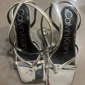 Calvin Klein Silver Strappy Heels